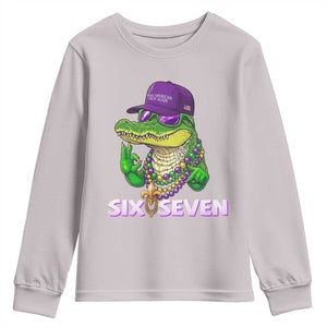 Mardi Gras Alligator Youth Sweatshirt Funny Six Seven MAGA Political Meme TS14 Ice Gray Print Your Wear