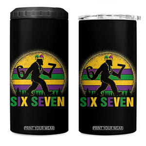Mardi Gras Bigfoot 4 in 1 Can Cooler Tumbler Funny Six Seven Meme Carnival Trendy TS14 One Size: 16 oz Black Print Your Wear