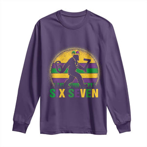 Mardi Gras Bigfoot Long Sleeve Shirt Funny Six Seven Meme Carnival Trendy TS14 Purple Print Your Wear