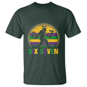 Mardi Gras Bigfoot T Shirt Funny Six Seven Meme Carnival Trendy TS14 Dark Forest Green Print Your Wear