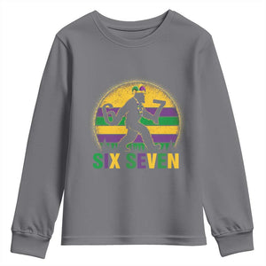 Mardi Gras Bigfoot Youth Sweatshirt Funny Six Seven Meme Carnival Trendy TS14 Charcoal Print Your Wear
