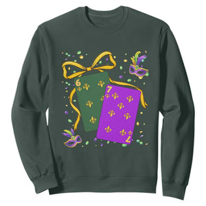 67 Mardi Gras Sweatshirt Funny Six Seven Playing Cards Meme TS14 Dark Forest Green Print Your Wear