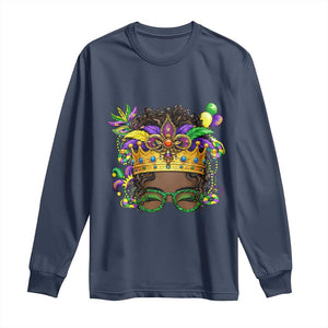 Mardi Gras Queen Long Sleeve Shirt Messy Pun Carnival Party TS14 Navy Print Your Wear