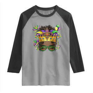 Mardi Gras Queen Raglan Shirt Messy Pun Carnival Party TS14 Sport Gray Black Print Your Wear