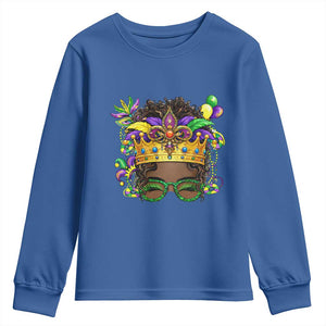 Mardi Gras Queen Youth Sweatshirt Messy Pun Carnival Party TS14 Royal Blue Print Your Wear