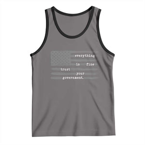 Everything is Fine Trust Your Government Tank Top Funny Political Sarcastic American Flag TS14 Deep Heather Black Print Your Wear
