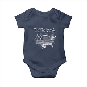 We The People Baby Onesie Vintage Grunge American Flag 4th of July 1776 TS14 Navy Print Your Wear
