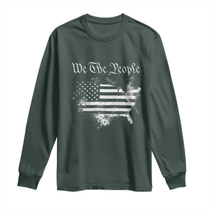We The People Long Sleeve Shirt Vintage Grunge American Flag 4th of July 1776 TS14 Dark Forest Green Print Your Wear