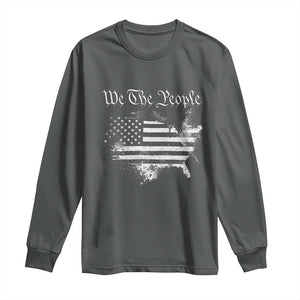 We The People Long Sleeve Shirt Vintage Grunge American Flag 4th of July 1776 TS14 Dark Heather Print Your Wear