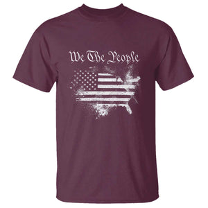 We The People T Shirt Vintage Grunge American Flag 4th of July 1776 TS14 Maroon Print Your Wear