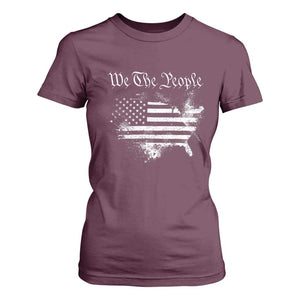 We The People T Shirt For Women Vintage Grunge American Flag 4th of July 1776 TS14 Maroon Print Your Wear