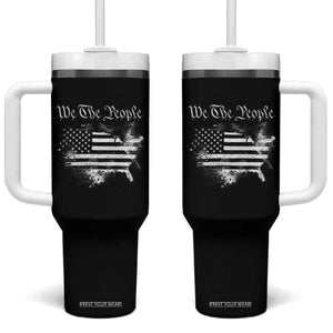 We The People Tumbler With Handle Vintage Grunge American Flag 4th of July 1776 TS14 One Size: 40 oz Black Print Your Wear