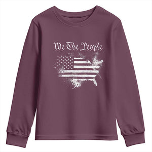 We The People Youth Sweatshirt Vintage Grunge American Flag 4th of July 1776 TS14 Maroon Print Your Wear
