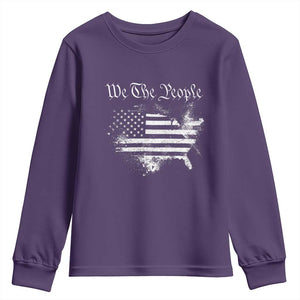 We The People Youth Sweatshirt Vintage Grunge American Flag 4th of July 1776 TS14 Purple Print Your Wear