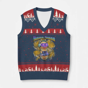 Funny Burnt Peanut Goop V-Neck Knit Sweater Vest DJ Music Meme TS14 Navy Red Print Your Wear