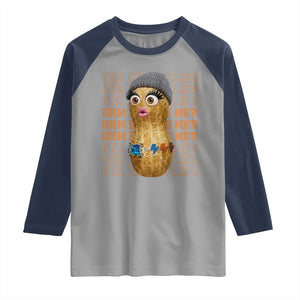 Funny Burnt Peanut Goop Raglan Shirt Uhm Excuse Me TS14 Sport Gray Navy Print Your Wear