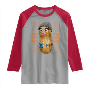 Funny Burnt Peanut Goop Raglan Shirt Uhm Excuse Me TS14 Sport Gray Red Print Your Wear