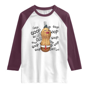 Funny Burnt Peanut Raglan Shirt Goop Bungulato Homage TS14 White Maroon Print Your Wear