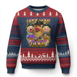 Funny Burnt Peanut Goop Ugly Christmas Sweater Bungulato 90s Bootleg Meme Trendy TS14 Navy Red Print Your Wear