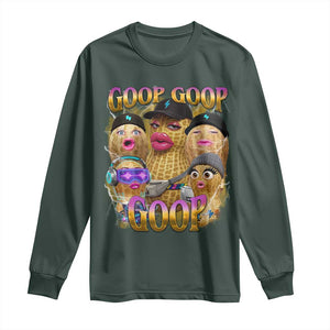 Funny Burnt Peanut Goop Long Sleeve Shirt Bungulato 90s Bootleg Meme Trendy TS14 Dark Forest Green Print Your Wear