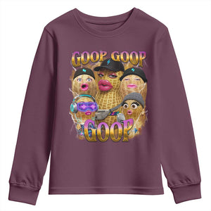 Funny Burnt Peanut Goop Youth Sweatshirt Bungulato 90s Bootleg Meme Trendy TS14 Maroon Print Your Wear