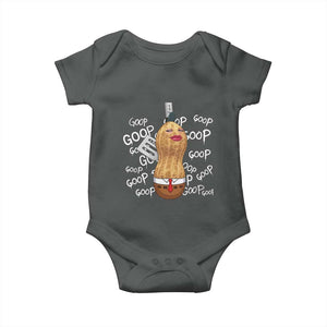 Funny Burnt Peanut Bungulator Baby Onesie Mhmmm Goop Goop TS14 Dark Heather Print Your Wear
