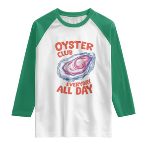 Oyster Club Raglan Shirt Retro Summer Beach Vacation Gift TS14 White Kelly Green Print Your Wear