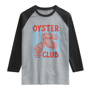 Oyster Club Raglan Shirt Coastal Girls Trip Beach Vacation Gift TS14 Heather Gray Black Print Your Wear