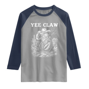 Yee Claw Lobster Raglan Shirt Funny Crawfish Western Meme TS14 Sport Gray Navy Print Your Wear