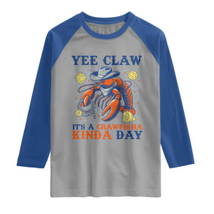 Yee Claw Lobster Raglan Shirt It's a Crawfish Kinda Day Summer Beach Vaction Gift TS14 Sport Gray Royal Print Your Wear