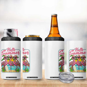 Summer Flamingo Pink 4 in 1 Can Cooler Tumbler Tropical Palm Tree Beach Vacation TS14 Print Your Wear