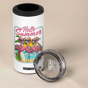 Summer Flamingo Pink 4 in 1 Can Cooler Tumbler Tropical Palm Tree Beach Vacation TS14 Print Your Wear
