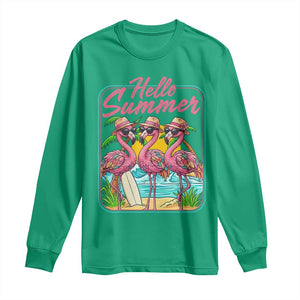 Summer Flamingo Pink Long Sleeve Shirt Tropical Palm Tree Beach Vacation TS14 Irish Green Print Your Wear