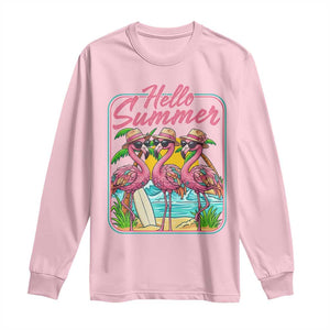 Summer Flamingo Pink Long Sleeve Shirt Tropical Palm Tree Beach Vacation TS14 Light Pink Print Your Wear