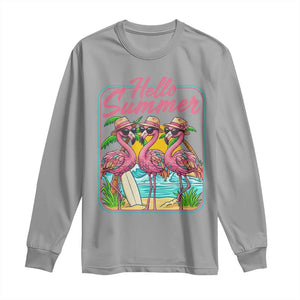 Summer Flamingo Pink Long Sleeve Shirt Tropical Palm Tree Beach Vacation TS14 Sport Gray Print Your Wear