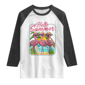 Summer Flamingo Pink Raglan Shirt Tropical Palm Tree Beach Vacation TS14 White Heather Charcoal Print Your Wear