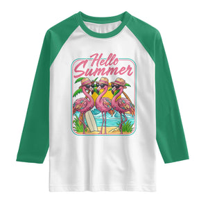 Summer Flamingo Pink Raglan Shirt Tropical Palm Tree Beach Vacation TS14 White Kelly Green Print Your Wear