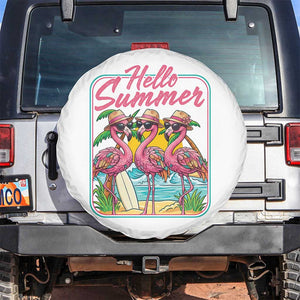 Summer Flamingo Pink Spare Tire Cover Tropical Palm Tree Beach Vacation TS14 No hole White Print Your Wear