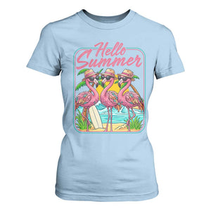 Summer Flamingo Pink T Shirt For Women Tropical Palm Tree Beach Vacation TS14 Light Blue Print Your Wear