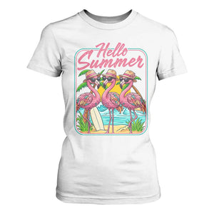 Summer Flamingo Pink T Shirt For Women Tropical Palm Tree Beach Vacation TS14 White Print Your Wear