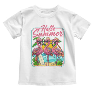 Summer Flamingo Pink Toddler T Shirt Tropical Palm Tree Beach Vacation TS14 White Print Your Wear