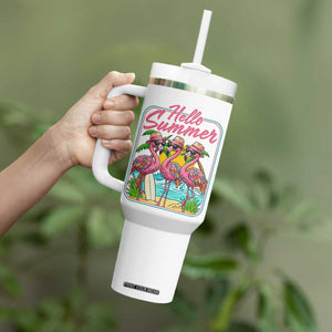 Summer Flamingo Pink Tumbler With Handle Tropical Palm Tree Beach Vacation TS14 Print Your Wear