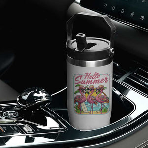 Summer Flamingo Pink Flip Straw Tumbler Tropical Palm Tree Beach Vacation TS14 Print Your Wear