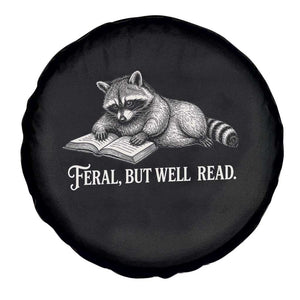 Feral But Well Read Spare Tire Cover Funny Raccoon Reading Book Lover TS14 Print Your Wear