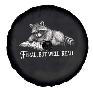 Feral But Well Read Spare Tire Cover Funny Raccoon Reading Book Lover TS14 Print Your Wear