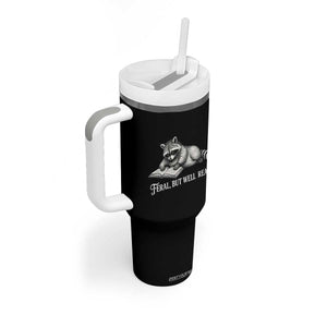Feral But Well Read Tumbler With Handle Funny Raccoon Reading Book Lover TS14 Print Your Wear