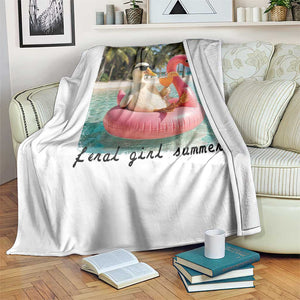 Feral Girl Summer Throw Blanket Silly Goose Summer Beach Meme TS14 Print Your Wear