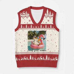 Feral Girl Summer V-Neck Knit Sweater Vest Silly Goose Summer Beach Meme TS14 Beige Red Print Your Wear