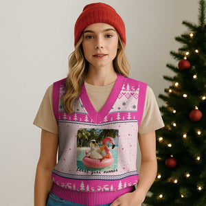 Feral Girl Summer V-Neck Knit Sweater Vest Silly Goose Summer Beach Meme TS14 Hot Pink Print Your Wear