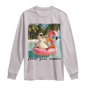 Feral Girl Summer Long Sleeve Shirt Silly Goose Summer Beach Meme TS14 Ice Gray Print Your Wear